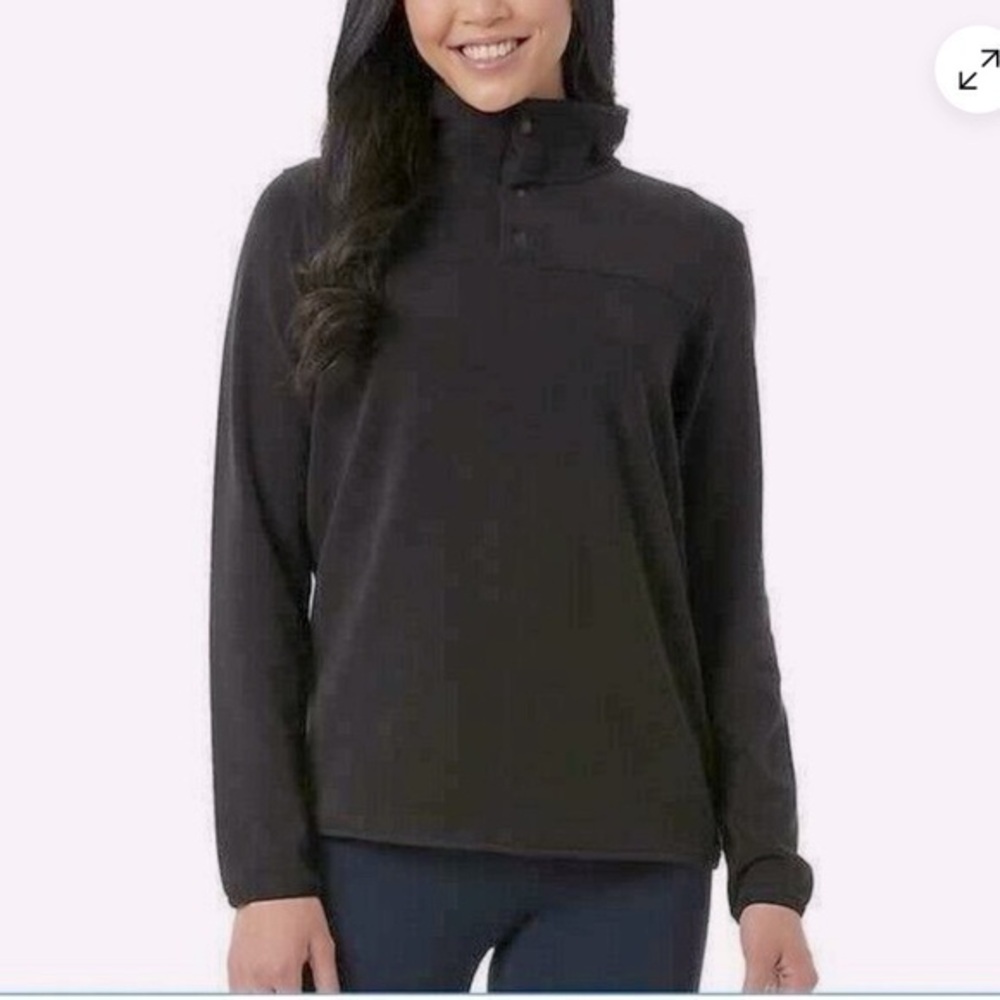 🇪🇸🐠32 Degrees Heat Midweight Snap Arctic Fleece jacket snap neck black CLEARANCE